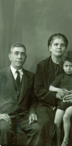 Evangelos Z. Lemos and his wife Anthippi with their grandson Dimitrios E. Angelakos on board the s/s ARIADNE in 1934